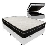 Cama Box Baú Casal 138 Colchão Paris Molas Ensacadas 26cm Cor Branco