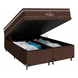 Cama Box Baú Casal Bipartido Paris Molas Ensacadas Marrom