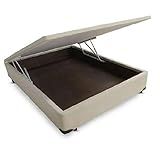 Cama Box Baú Casal Em Suede Bege Com Pistão A Gás 138x188