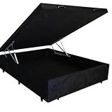 Cama Box Baú Casal Padrão 48cm De Altura - Estrutura Reforçada- Suporta 150kg Por Pessoa -Preto-