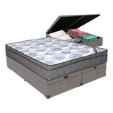 Cama Box Baú Cinza E Colchão Iso Superpocket Queen Ortobom