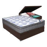 Cama Box Baú Marrom E Colchão Iso Superpocket Casal Ortobom