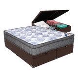 Cama Box Baú Marrom E Colchão Iso Superpocket Queen Ortobom