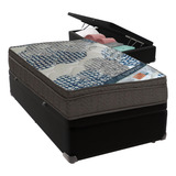 Cama Box Baú Preto Colchão Iso Superpocket Solteiro Ortobom