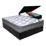 Cama Box Baú Preto E Colchão Iso Superpocket Queen Ortobom