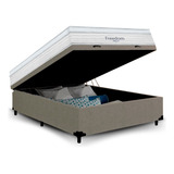 Cama Box Baú Suede Bege Colchão Freedom Ortobom Casal