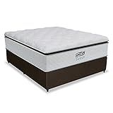 Cama Box Casal Colchão De Molas Pocket Ensacadas Tower Gazin 138x188x72cm Branco Marrom