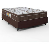 Cama Box Casal Colchão Espuma Orthoface Polar 138x188x63cm Marrom Suporta Até 120kg Por Pessoa