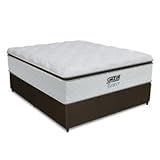 Cama Box Casal Colchão Molas Pocket Ensacadas Tower 138x188x72cm Branco Marrom Gazin
