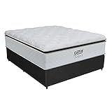 Cama Box Casal Colchão Molas Pocket Ensacadas Tower 138x188x72cm Branco Preto