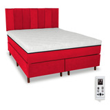 Cama Box Colchão Magnético Massageador Cromo King Cabeceira Cor Vermelho