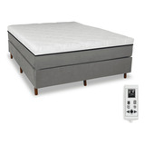 Cama Box Colchão Magnético Massageador Cromo Quântico Casal