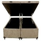 Cama Box Com Baú Bipartido Casal Suede Bege Blindado Real Comfort 1 38x1 88