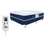 Cama Box E Colchão Magnético Infravermelho Massageador Casal Cor Azul