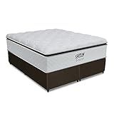 Cama Box King Colchão Molas Pocket Ensacadas Tower 193x203x72cm Branco Marrom Gazin