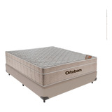 Cama Box Molas Ensacadas Cinza Casal Colchão Airtech Spring Pocket Ortobom Cor Bege