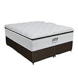 Cama Box Queen Colchão De Molas Pocket Ensacadas Tower 158x198x72cm Branco Marrom Gazin