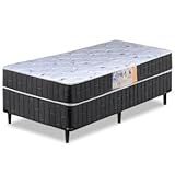 Cama Box Solteiro Conjugado Granada Preto Branco Umaflex