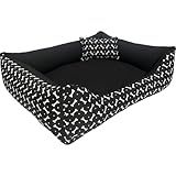 Cama Caminha Para Pet Cachorro Gato Grande 70x60 Com Zíper Lavável E Fundo Impermeável -Preto Ossinho-