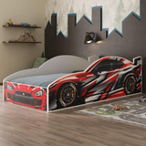 Cama Carro Mdf Infantil P Colchão 88x188 Multimóveis Mp4318 Cor Vermelho