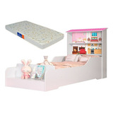 Cama Casa Infantil Princesa Com Prateleiras E Colchão Cor Branco Liz