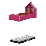 Cama Casinha Menina Infantil Solteiro C Colchão Rede M