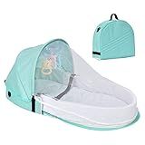 Cama De Berço Portátil Berço De Viagem Com Rede E Toldo Trocador De Bebê Berço Dobrável Com Rede De Ninho Fofinho Berço Para Compras Ao Ar Livre Acampamento Tra Verde 