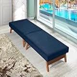 Cama Dobravel Portatil Azul 170x60 Com Colchão Emutido -Pes Madeira Maciça -P-Ate 130 KG