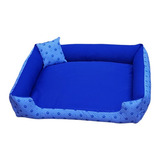 Cama Grande Cachorro Grande 95x95 Com Ziper 100 Lavável Cor Azul Corôa