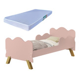 Cama Infantil Angel Com Proteção Lateral E Pés De Madeira