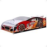 Cama Infantil Carro Drift Mini Cama MDF Montessoriana Segura Decoração Quarto Menino Vermelho Branco RPM Móveis