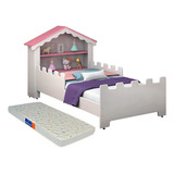 Cama Infantil Castelo Princesa Com Colchão Cor Branco Casinha Magia