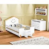 Cama Infantil Com Colchão Juvenil Alegra Branca E Amêndoa Luminária Led