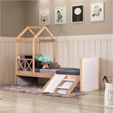 Cama Infantil Garden Com Telhado Single E Kit Escadinha