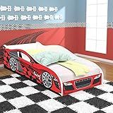 Cama Infantil Mini Cama Carro Speedy Racing New Com Colchão 150x70 Cm Vermelha Branco Rpm Móveis