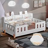 CAMA INFANTIL MONTESSORIANA COM COLCHÃO JUVENIL LED E NICHO NINA BRANCA LUMINÁRIA LED