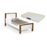Cama Juvenil Meli Mdf Madeira Proteção Mais Colchão D18 Cor Branco Branco Marrom