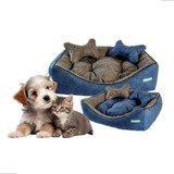 Cama Luxo Pet Cachorro Gato 2travesseiro Ossinhos Dupla Face