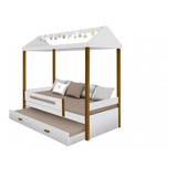 Cama Montessoriana Sara Solteiro C Auxiliar E Led Br mel