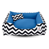 Cama P Cachorro Gato Caminha Pet 70x70 100 Lavável Brinde Cor Chevron Azul