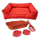 Cama Pet G Com Kit Caixa De Areia Comedouro Bebedouro E Pá