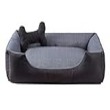 Cama Pet Para Cachorro Ou Gato Tamanho Médio 70x50cm Com Zíper Lavável Para Animais Até 16 Kg -Grafite-Preto-