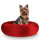 Cama Pet Redonda De Pelúcia Cachorro E Gato 50x50cm Vermelho