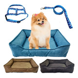 Cama Pet Suede Fofinha 40 X 35 Luxuosa Com Coleira Antipuxão
