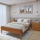 Cama Queen 160cm Turca Slim Em Madeira Maciça Amêndoa Mel