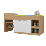 Cama Solteiro Com Colchão E Escrivaninha Multimóveis Mp4233 Rustic branco