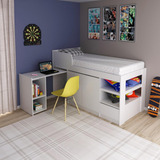 Cama Solteiro Com Escrivaninha Multimóveis Cr35067 Branca