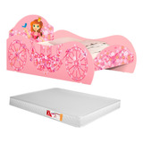 Cama Solteiro Infantil Princesa Rosa Menina C Colchão