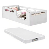 Cama Solteiro Montessoriana Branca C colchão 188x88x12 D20 Pratica Lbx Móveis