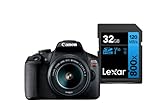 Câmera Digital Canon EOS Rebel T7 S18 55 IS II BR Kit Com Cartão De Memória Lexar Blue 32GB